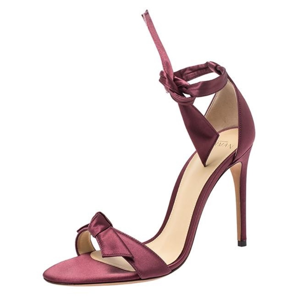 Alexandre Birman Clarita Satin Burgundy Sandal Heel